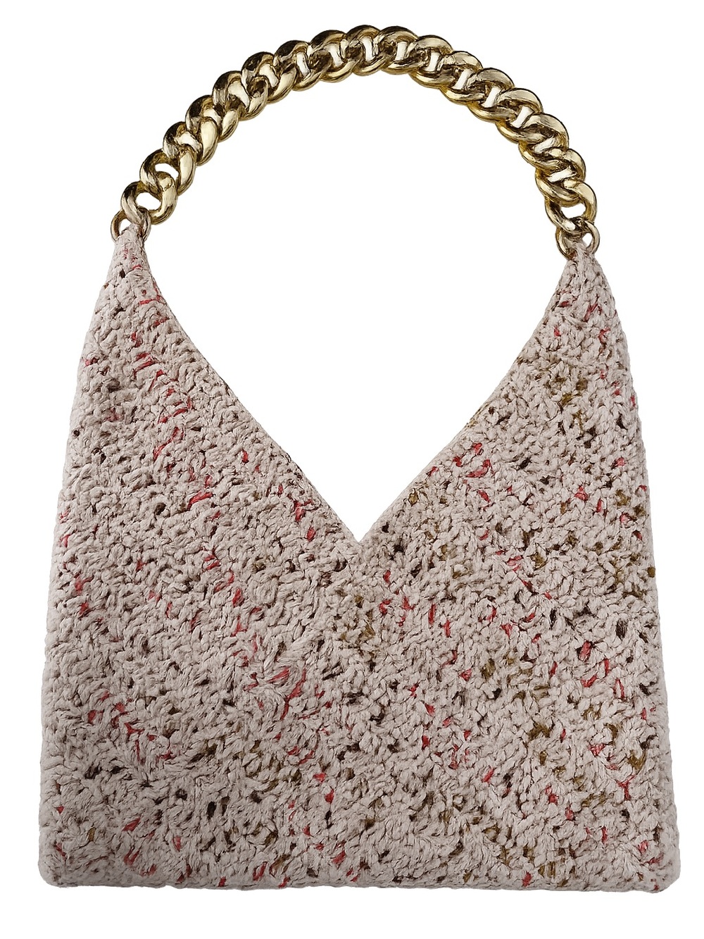 Cream Hand‑Crochet Shoulder Bag with Gold Chain Accent - Picture 5 of 5